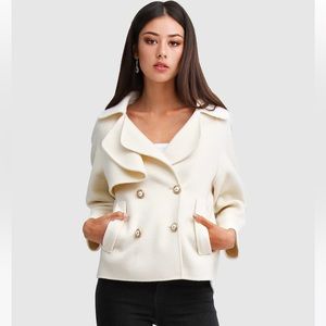 Belle & Bloom I'm Yours Wool Blend Peacoat - Cream size M